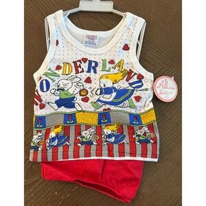 Vintage 80s/90s Allura Alice In Wonderland Rabbit 2 Piece Outfit Size 24M NWT